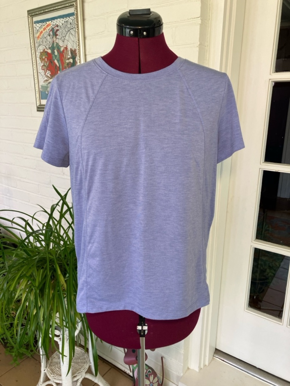 Avia Heathered Light Periwinkle/ Lavender Crew Neck Athletic Tee